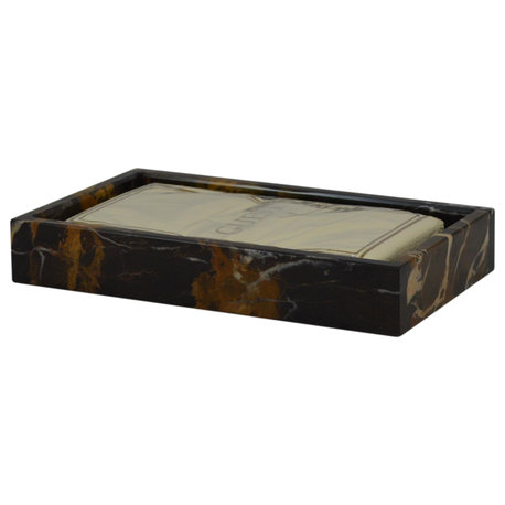 Mytus Collection Guest Towel Tray, Black and Gold Marble