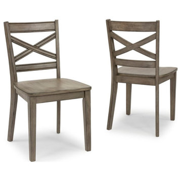 Homestyles Mountain Lodge Wood Dining Chair Pair in Gray