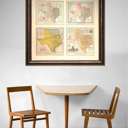 Custom Framed Historical Texas Maps - Products
