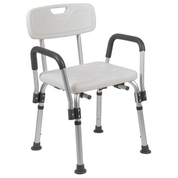 Flash Furniture Hercules Plastic Adjustable Bath Chair in White
