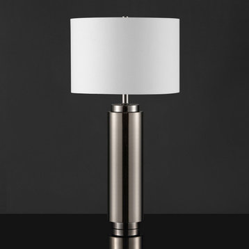 Safavieh Terry Metal Pillar Table Lamp Nickel/White