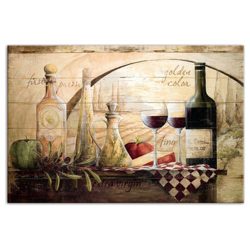 Tuscan Vineyard Wine Canvas Wall Art, 24"x36", Unframed