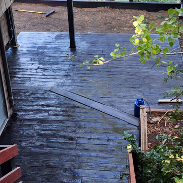 Black timber wood plank stamped patio