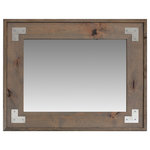 My Barnwood Frames - Industrial Mirror, Montana Mirror, 22"x26" - Handmade in the USA, and available in several sizes, including custom sizes, this rustic mirror will highlight any rustic or casual decor. This mirror is great over the mantel or across from windows to enhance the light in a room. Don't have a mantelpiece? Try hanging this frame over your favorite leather couch as a point of interest in the room. The metal corner brackets add a little extra industrial flair to tie in other modern decor. D-ring hanging hardware is included with each mirror allowing you to decide whether to hang it horizontally or vertically. Mirror sizes are listed according to exterior dimensions. Frame width is 3.5 inches, depth is .75 inch