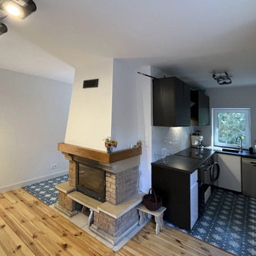 Kitchen – a modern zone with cement tiles