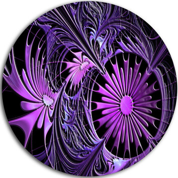 Embossed Purple Floral Shapes, Floral Round Wall Art, 23"