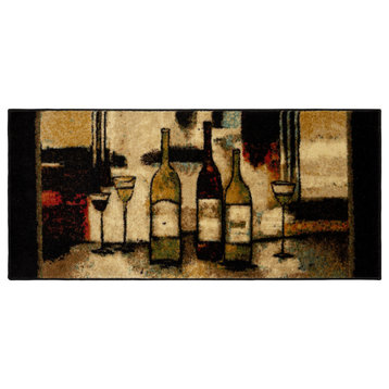 Wine and Glasses Brown Rug, 2'6"x3'10"