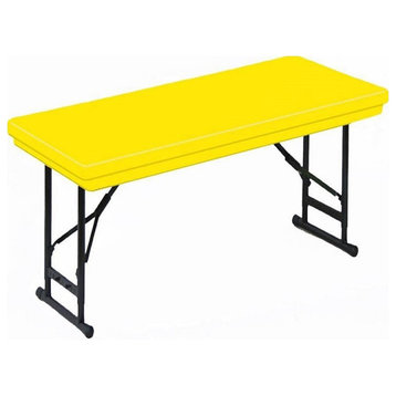 Correll 17-27" Adj. Height Heavy Duty Plastic Blow-Molded Folding Table Yellow