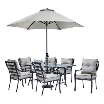Lavallette 7-Piece Outdoor Dining Set With Table Umbrella and Base