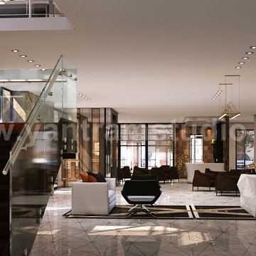 3d interior modeling of Café by Yantram architectural visualisation studio
