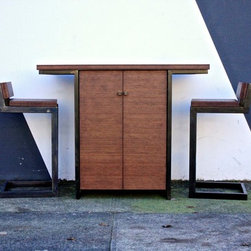 Bamboo and Steel Kitchen Bar Set - Wine And Bar Cabinets