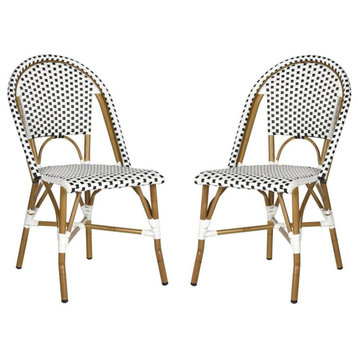 Salcha Side Chair Stackable Blue/White, Set of 2, Black, White