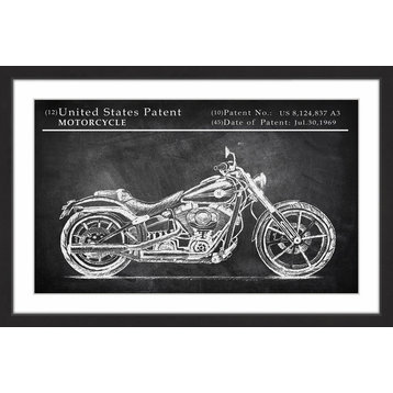 "Antique Motorcycle Design" Framed Painting Print, 45"x30"