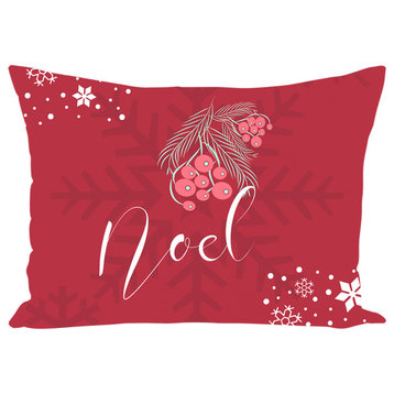 Noel Christmas Throw Pillow, Red, 16x16, Cover Only