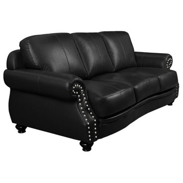 Sunset Trading Charleston 86" Top-Grain Leather Sofa in Black