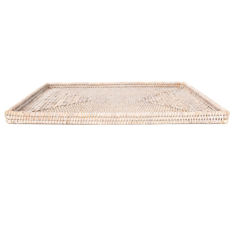 Artifacts Rattan Rectangular Flat Tray, White Wash