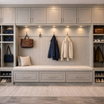 Luxury Custom Mudroom Closet Design in Dallas-Fort Worth | Built-In Entryway Sto