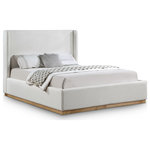 Meridian Furniture - Flynn Linen Textured Fabric Full Bed, Cream, Full - Unwind and relax as the cares of the day drift away from the confines of this Flynn linen textured fabric bed. An artfully designed bedroom masterpiece, this full-sized bed offers a winged headboard that's extra tall to make a bold impression in your bedroom sanctuary. The linen upholstery fabric that covers this entire bed from top to bottom is soft to the touch, while the headboard is lightly padded for comfort as you read in bed or watch TV. A solid wood base provides sturdy support for this impeccably styed fabric bed.