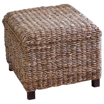Pemberly Row Square Abaca Ottoman in Natural