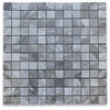 Bardiglio Gray Dark Grey Marble 1x1 Grid Square Mosaic Tile Honed, 1 sheet