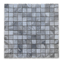 Stone Center Online - Bardiglio Gray Dark Grey Marble 1x1 Grid Square Mosaic Tile Honed, 1 sheet - Mosaic Tile