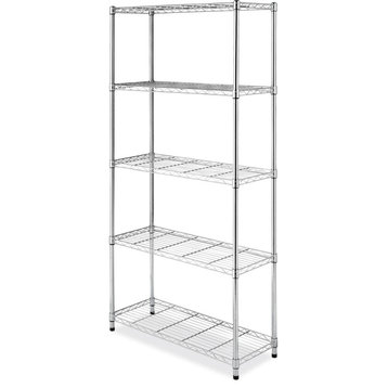 Supreme Large 5-Tier Shelving, 74-In. H x 48-In. W x 18-In. D, Chrome