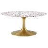 Lippa 36" Round Terrazzo Coffee Table in Gold White