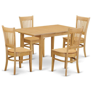 5-Piece Dining Room Set, Table and 4 Chairs, Oak