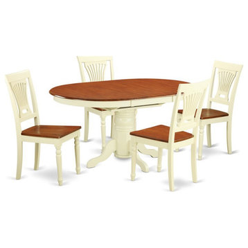 East West Furniture Kenley 5-piece Wood Dining Set in Buttermilk/Cherry