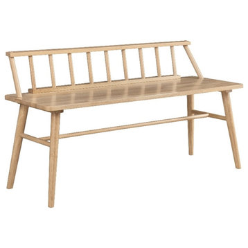 47" Low Back Solid Wood Spindle Bench - Natural