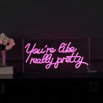 You're Like Really Pretty 19.6" X 10.1" Acrylic Box USB LED Neon Light, Pink
