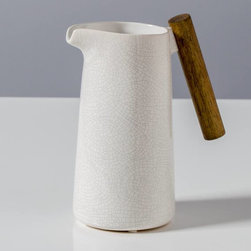 Basalt Crackle Glaze Pitcher with Wooden Handle - Kitchen Products