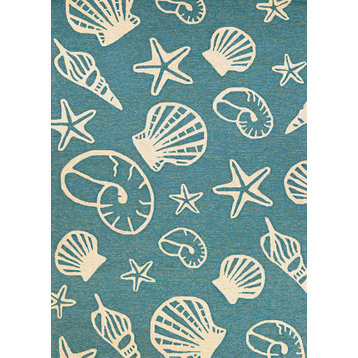 Couristan Outdoor Escape Cardita Shells Rug 7'10" Round Turquoise/Ivory Rug