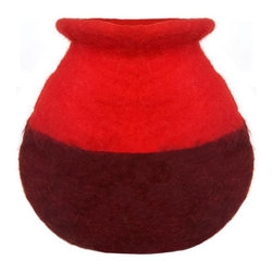 Hamro Village - Red Felt Flower Vase, Hamro Village - Vases