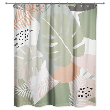 Abstract Tropical Leaves 5 71x74 Shower Curtain