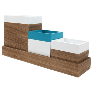 7-Piece Wooden Desk Storage Compartments, 36"x4", Multicolor