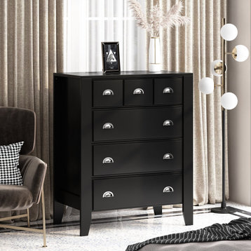 Cleary Contemporary Faux Wood 4 Drawer Dresser, Black