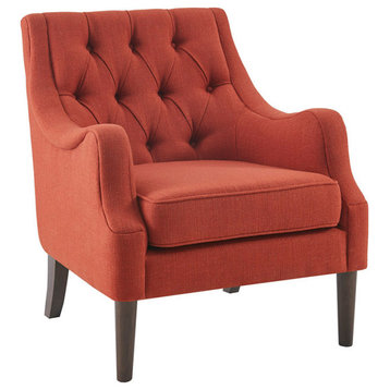 Madison Park Qwen Button Tufted Chair, Spice Orange