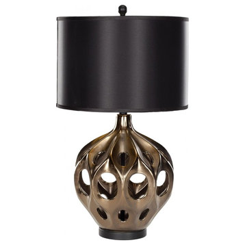 Regina Ceramic Table Lamp ZMT-LIT4040A - Gold/Brown, Black Shade