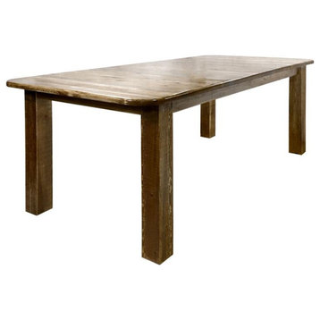 Montana Woodworks Homestead 4 Post Wood Dining Table in Brown Lacquered