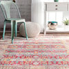 Muted Floral Area Rug, Cherry Pink, 9'x12'