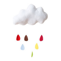 Lovely Room Pendant Ins Wall Ornament White Cloud + 6 Pcs Random Color Raindrops