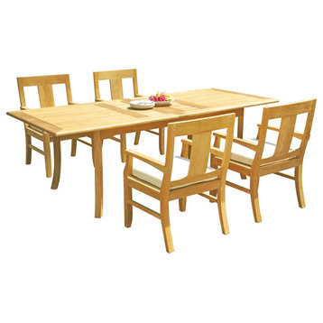 5-Piece Outdoor Teak Dining Set: 94" Rectangle Table and 4 Osbo Arm Chairs