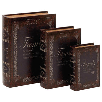 Family Tree Secret Storage Book Boxes, Set of 3