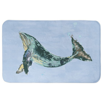 Teal Whale On Blue 21x34 Bath Mat
