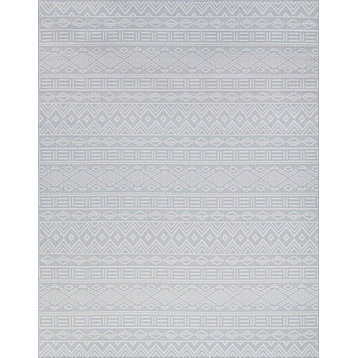 Easton Contemporary Moroccan Indoor Rug, Gray/Cream, 5'3"x7'3"
