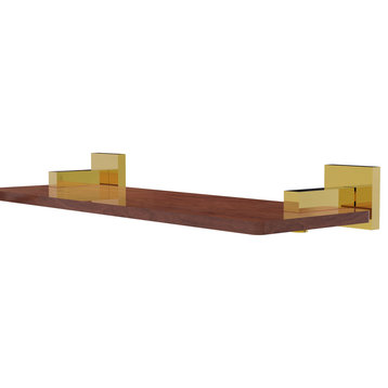 Montero 16" Solid Wood Shelf, Polished Brass