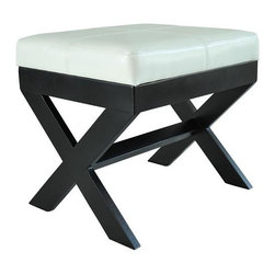 Homcom Modern Faux Leather Ottoman / Footrest Stool - White - Footstools And Ottomans