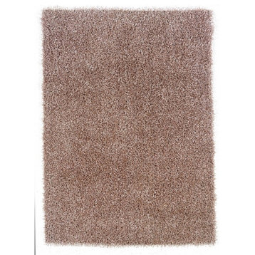 Linon Confetti Shag Hand Tufted Polyester 8'x10' Rug in Champagne Beige