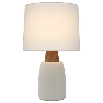 Aida Large Table Lamp in Porous White and Natural Oak with Linen Shade